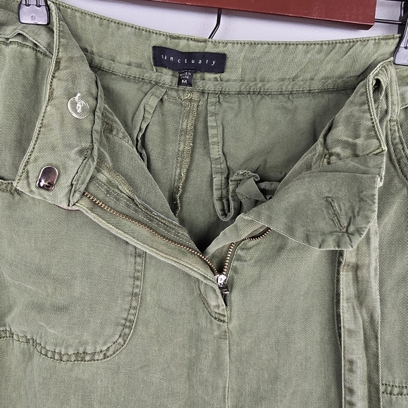 SANCTUARY Holly Linen Blend Skirt Knee Length Olive‎ Green Womens Size M Utility - Picture 7 of 11